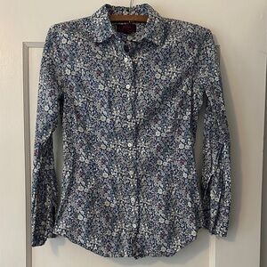 J. Crew X Liberty of London Blue Floral Button Down Shirt